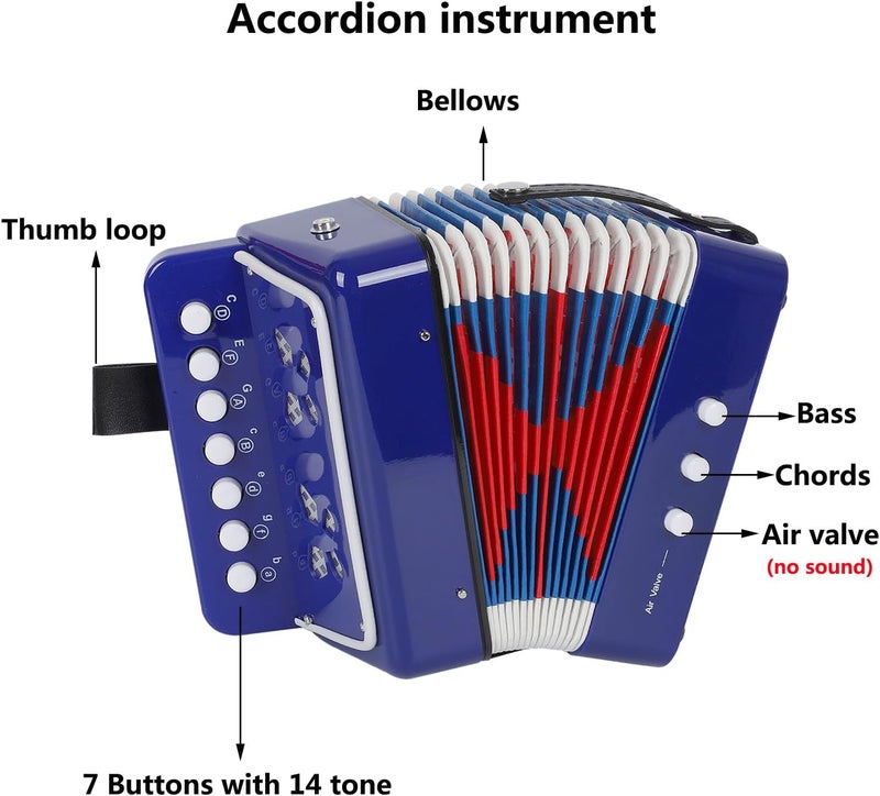 AIMEIS Kids Accordion 10 keys Button Accordian Musical Instrument Mini Accordion for Beginners (Blue) - Image 2